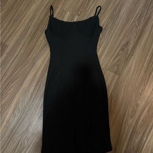 Iris Black Ribbed Dress